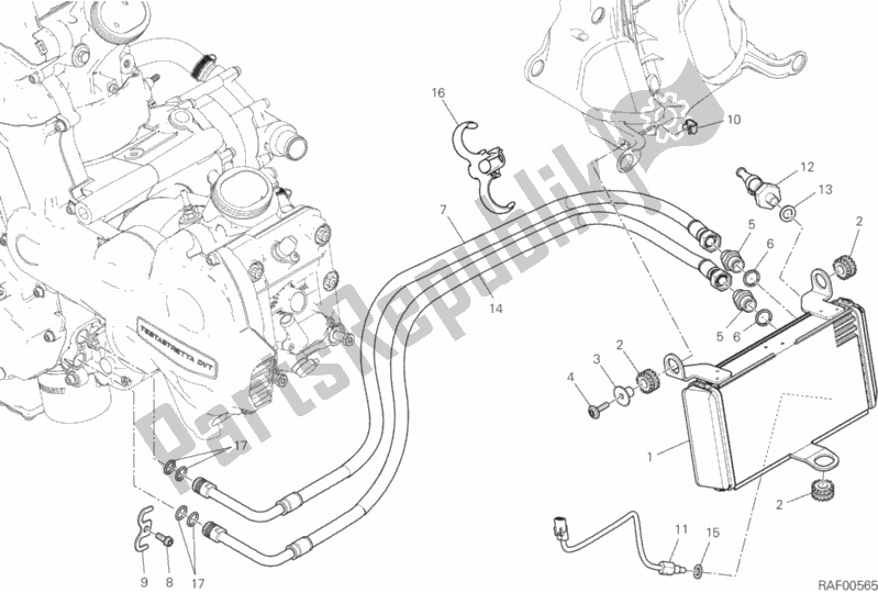 Todas as partes de Radiador De óleo do Ducati Multistrada 1200 Touring USA 2015